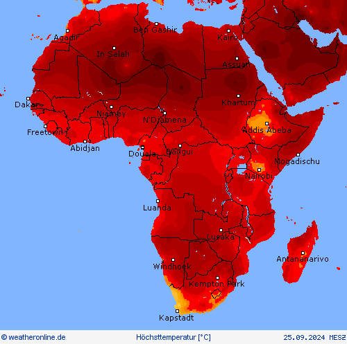 Höchsttemperatur Vorhersagekarten