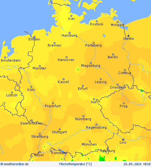 Höchsttemperatur Vorhersagekarten