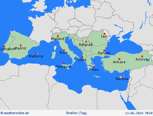 straßenwetter  Europa Vorhersagekarten