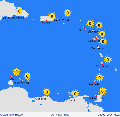 uv-index Kleine Antillen Europa Vorhersagekarten